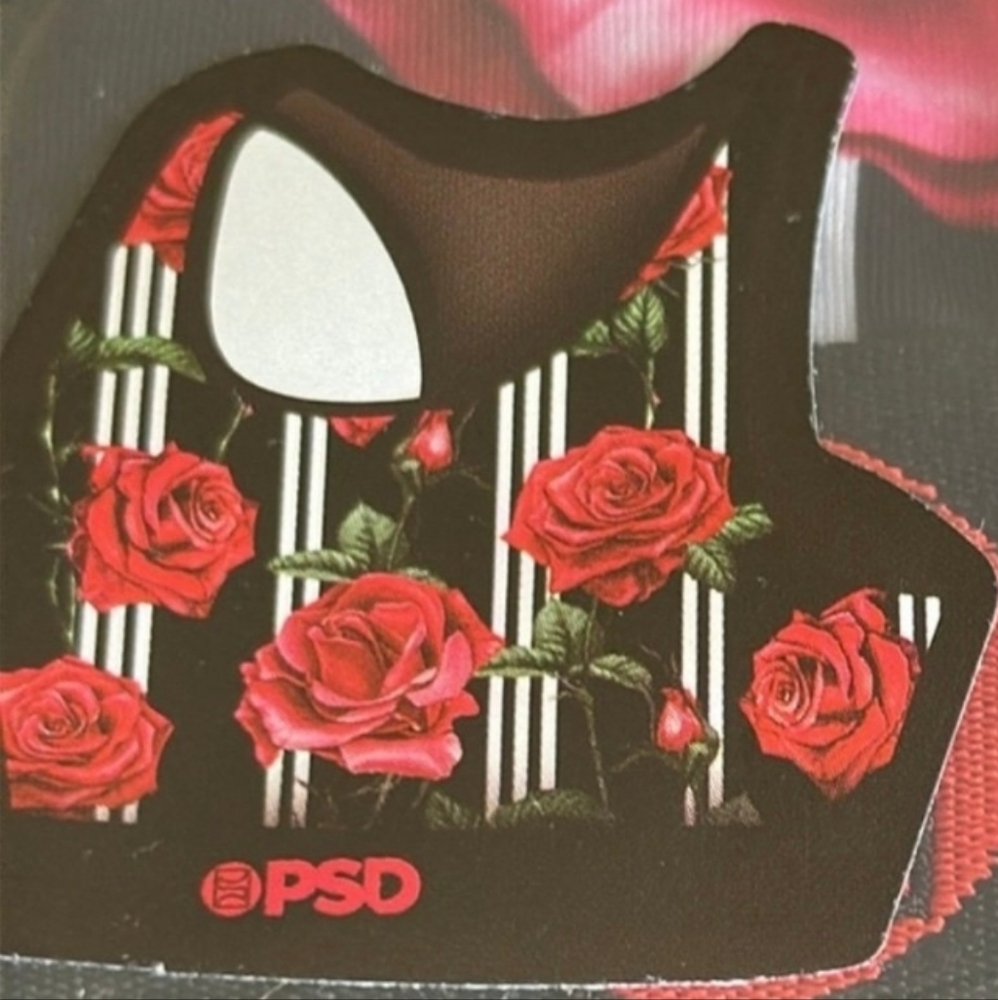 NWT Women's PSD Pin Strip Roses Sports Bra